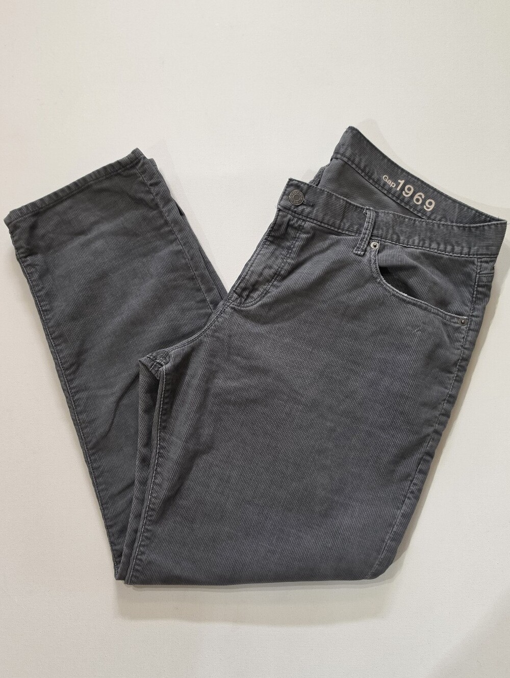 Gap 1969 Sexy Boyfriend Corduroy Pants Womens 32R Grey High Rise Retro Style